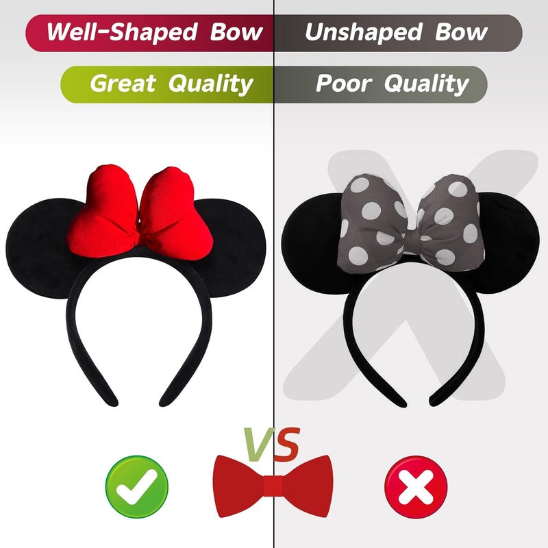 ODOCARE Store Handmade Mouse Ears Headband for Women and Ladies, Polka Dot Bow Minnie Ears Costume Accessories - Image 4